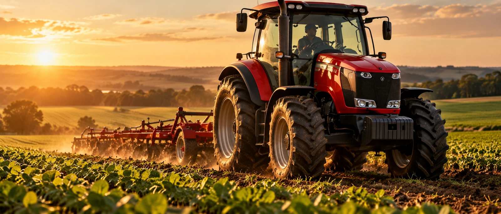 Máquina agrícola em uma plantação